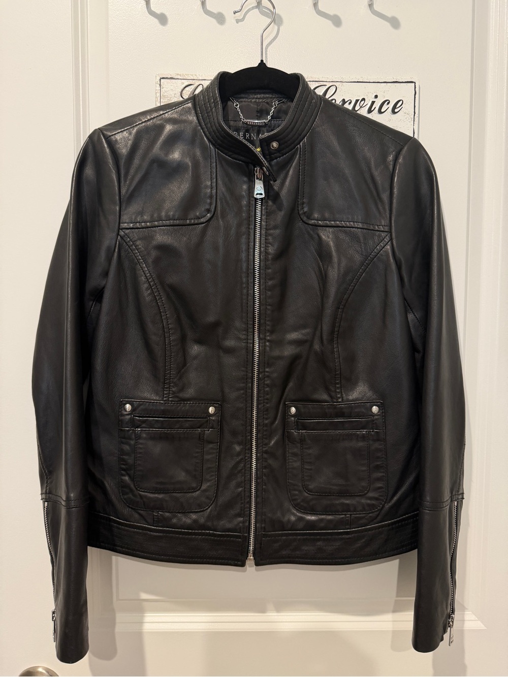 Bernardo Black Leather Zip-Front Women's Jacket